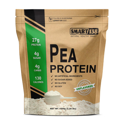 100% Pure Pea Protein Ultra Smooth Powder Vegan Gluten-Free Soy-Free Dairy-Free Non-GMO USA/Canada Keto (Low Carb) Natural BCAAs (1000g / 2.2lbs Unflavored)